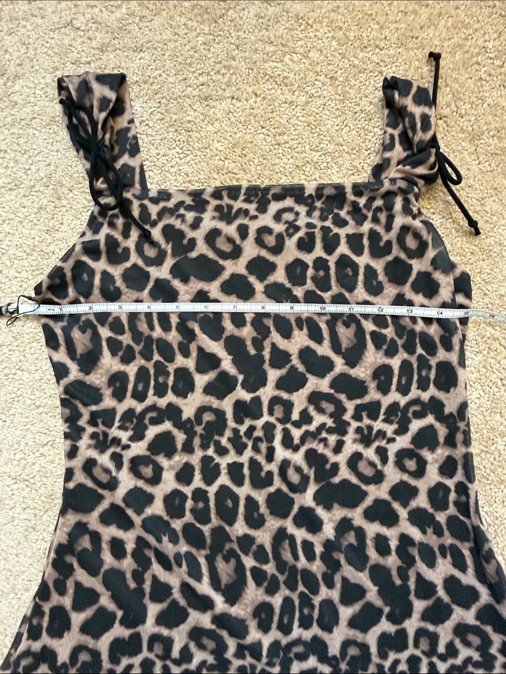 Amazon Leopard Print Tie-Shoulder Mini Dress in Blush and Black - Picture 7 of 10